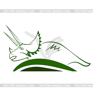 Triceratops Dinosaur Green Icon - vector clip art