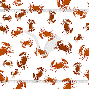 Boiled Sea Red Crab with Giant Claws Seamless - royalty-free vector clipart