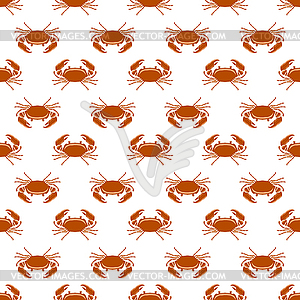 Boiled Sea Red Crab with Giant Claws Seamless - vector image