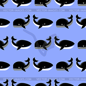 Sea Fish Pattern on Blue Background. Whale - stock vector clipart