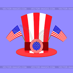 American Hat with Two Starry Flags on Blue - vector image