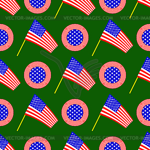 American Flag and Circle Icon Seamless Pattern - vector image