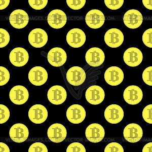 Golden Bitcoin Seamless Pattern. Crypto Currency - vector clip art