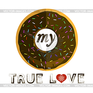 Sweet Glaze Chocolate Donut. Fast Food Icon Flat - royalty-free vector image