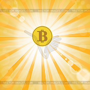 Yellow Bitcoin Icon. Crypto Currency Concept - vector clip art