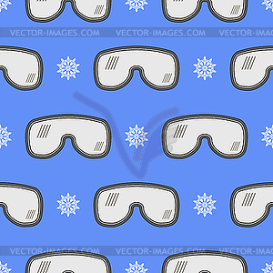 Winter Ski Goggles Seamless Pattern - vector image