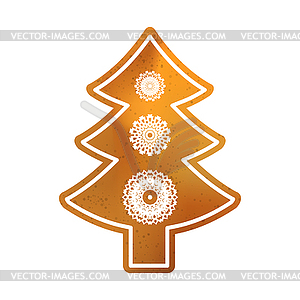 Baked Christmas Tree. Sweet Classic Cookie with - vector clip art