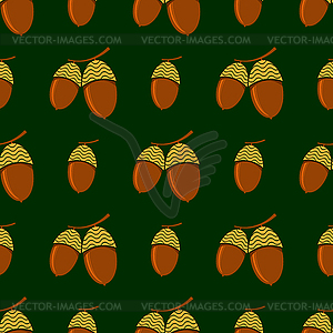 Ripe Acorn Seamless Pattern. Autumn Oak Nuts Texture - vector image