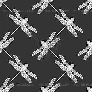 Stilized Dragonfly Seamless Pattern. Insect - vector clipart