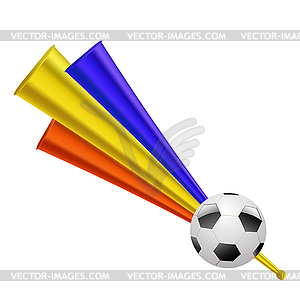 Colored Trumpets for Football Fun. Musical Vuvuzela - vector clip art