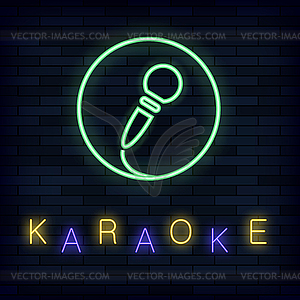 Glowing Light Karaoke on Brick Background. Musical - color vector clipart