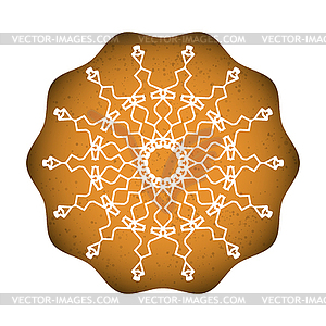 Baked Cookies with White Snowflake. Sweet - vector clipart