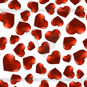 Red Polygonal Heart Random Seamless Pattern - vector clipart