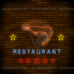 Красочный знак ресторана Neon Lobster - векторный клипарт
