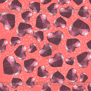 Red Polygonal Heart Random Seamless Pattern - vector clipart