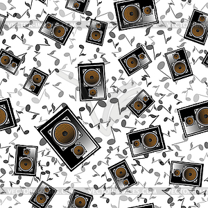 Black Musical Speaker Seamless Pattern - vector image