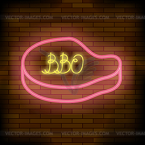 Barbeque Pub Neon Colorful Sign - vector clipart