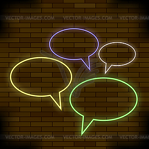 Colorful Speech Bubbles on Brick Background - vector clip art