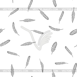 Grey Feathers Seamless Pattern - vector image