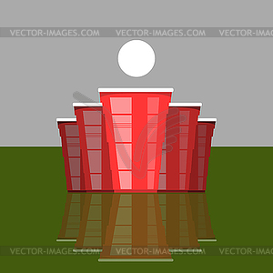 Beer Pong Tournament. Red Cups and White Tennis - vector image
