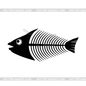 Fish Bone Skeleton Symbol . Sea Fishes Icon - vector clipart