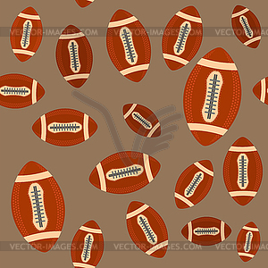 American Football Ball Seamless Pattern on Brown - vector image