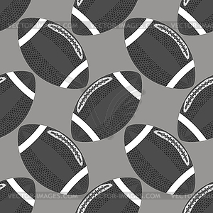 American Football Ball Seamless Pattern on Grey - vector clipart