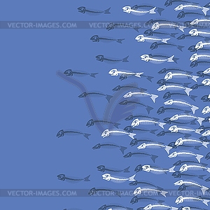 Белый скелет кости кости. Значки морских рыб - изображение в векторном формате