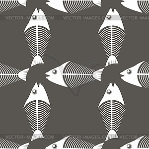 Fish Bone Skeleton Seamless Pattern. Sea Fishes - vector clipart