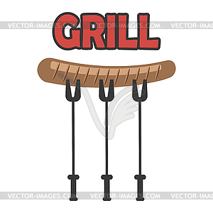 Single Grill Sausage Icon - vector image