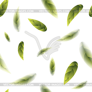 Fresh Green Tea Leaves Seamless Pattern - stock vector clipart