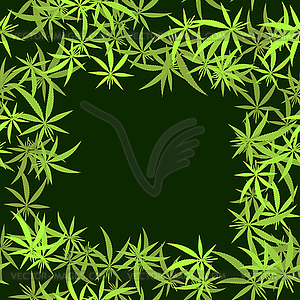 Green Cannabis Leaves Seamless Background. Marijuan - vector image