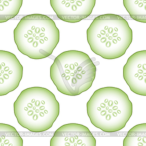 Set of Fresh Green Cucumbers Seamless Pattern - vector image