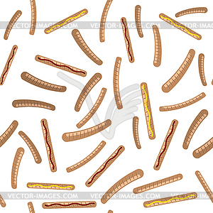 Grill Sausage with Ketchup and Mustard Seamless - vector clipart