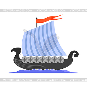 Viking Long Boat Icon - vector clipart