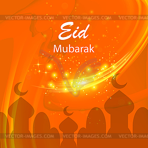 Happy Eid Mubarak Islamic Design on Starry Sky - vector image