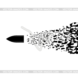 Metal Bullet Silhouette with Particles - vector clipart