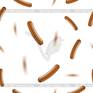 Realistic Boiled Sausage Seamless Pattern. Street - vector clip art