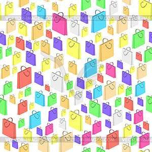 Colorful Shopping Paper Bags Seamless Pattern - vector clipart