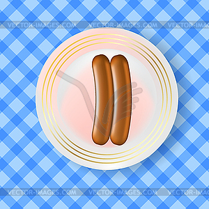 Two Realistic Boiled Sausages - vector clipart