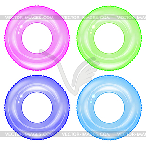 Set of Colorful Swim Rings . Inflatable Rubber Toys - vector image