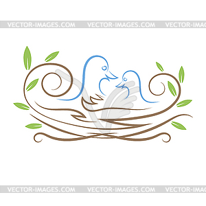 Nest and Birds Icon - vector image