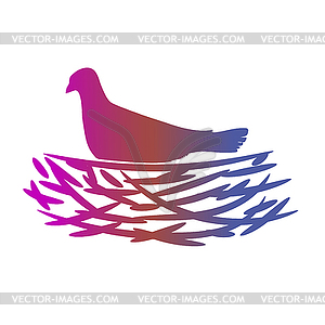 Гнездо и Птица Иконка - векторное графическое изображение