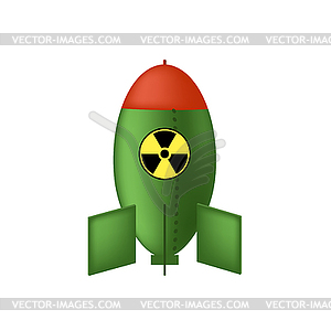 Atomic Bomb with Radiation Sign. Nuclear Rocket - vector image