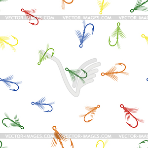 Colorful Fishing Steel Hook Seamless Pattern - vector image