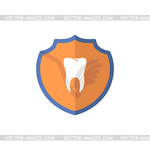 Shield Logotype, Clean Tooth Protect Sign. Guard - vector clip art