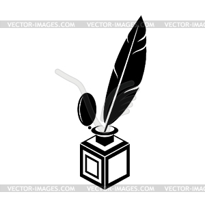 Black Feather Pen Silhouette - vector image