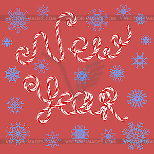 New Year Sign on Red Background - vector clip art