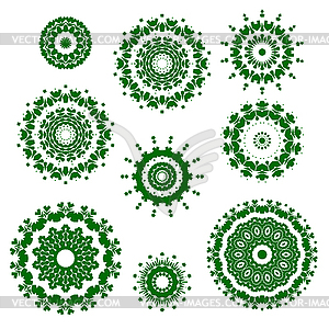 Green Ornamental Circles. Oriental Geometric - vector clipart