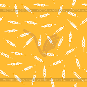 Yellow Wheat Seamless Pattern. Natural Cereal Spikes - vector image